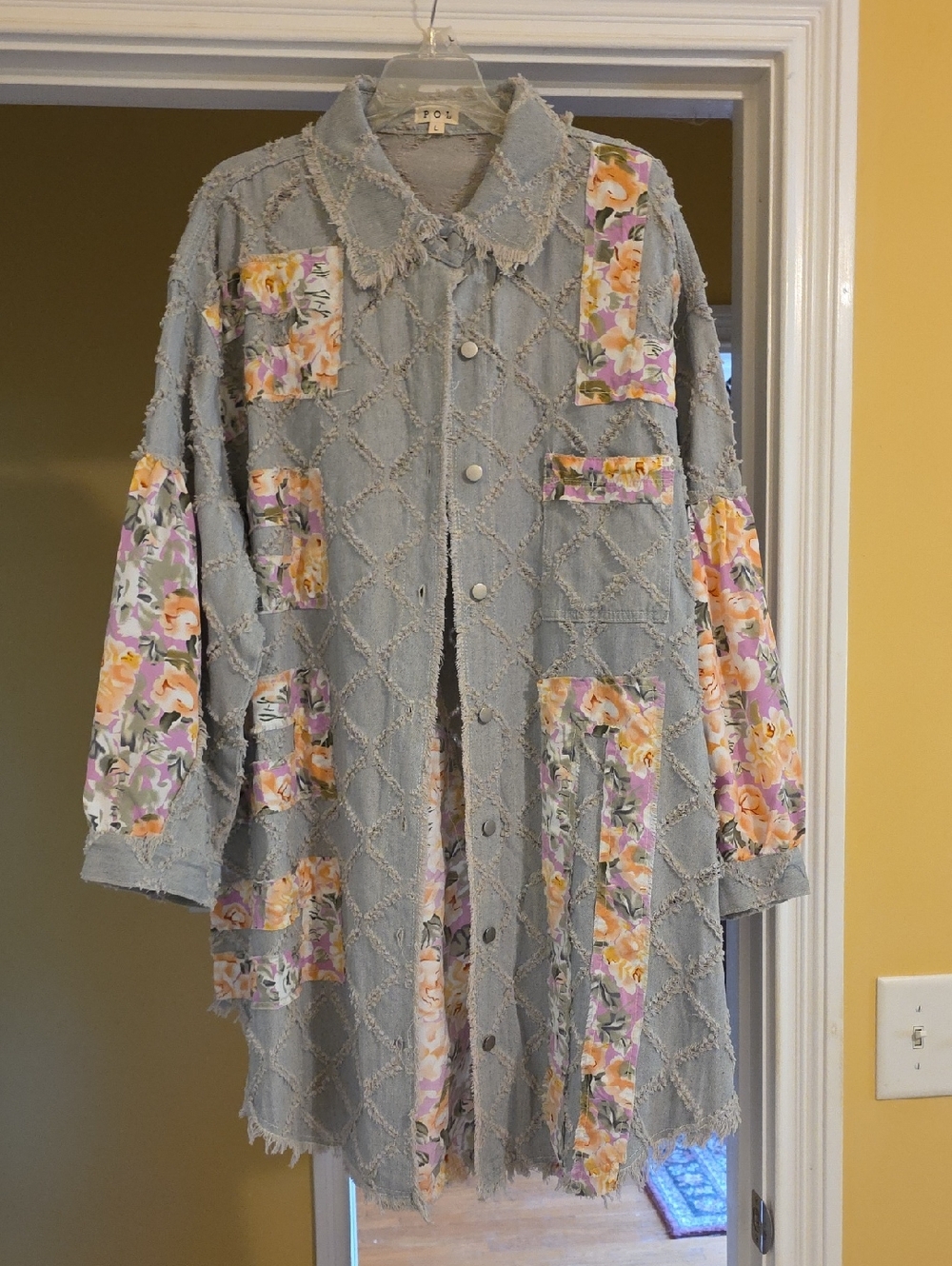 NWOT POL Light Blue Denim Patchwork Jacket